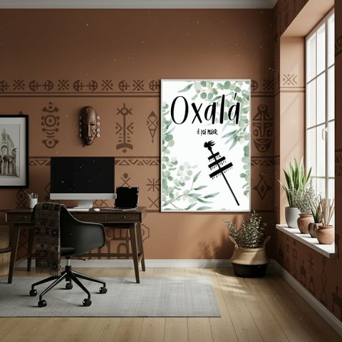 Quadro Decorativo Oxalá É Pai Maior - 70x50cm:moldura Branca