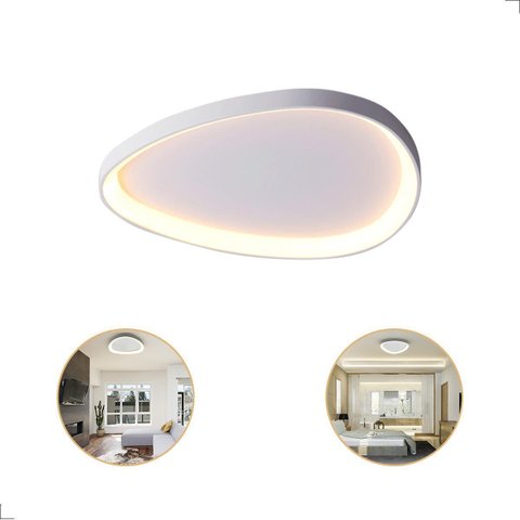 Lustre Plafon Seixos Led 3000k Moderno Branco 28w Bivolt