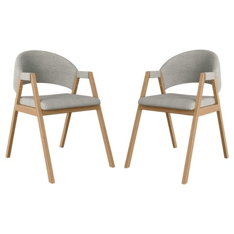 Kit 2 Cadeiras para Mesa de Jantar Moderna Linho - Balaqui Cor:cinza Claro