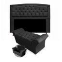Ver imagem 1 de Kit Cabeceira Geovana + Calçadeira Baú Veneza Casal 140cm Suede - Renascer Decor:Preto