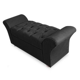 Kit Cabeceira Geovana + Calçadeira Baú Veneza Casal 140cm Suede - Renascer Decor:Preto - 3