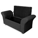 Ver imagem 4 de Kit Cabeceira Geovana + Calçadeira Baú Veneza Casal 140cm Suede - Renascer Decor:Preto