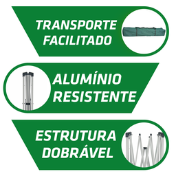 Tenda Articulada Gazebo 3x3m Articulado Alumínio Praia Camping com Bolsa - Verde - 4
