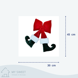 Laço Vermelho Aveludado Enfeite Natal Vila Natalina 35cm 45cm e 60cm Tamanho:bota M - 3