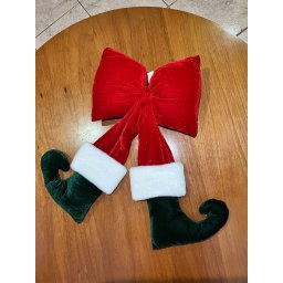 Laço Vermelho Aveludado Enfeite Natal Vila Natalina 35cm 45cm e 60cm Tamanho:bota M - 4