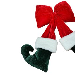 Laço Vermelho Aveludado Enfeite Natal Vila Natalina 35cm 45cm e 60cm Tamanho:bota M - 5