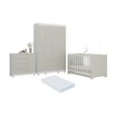 Ver imagem 1 de Quarto de Bebê Completo Berço Americano 3 em 1 Colchão Allegra Multimóveis Mp4598 Branco/off