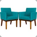Ver imagem 1 de Kit 2 Poltronas Decorativa para Sala Recepção Consultório Escritório Base em Madeira Divine