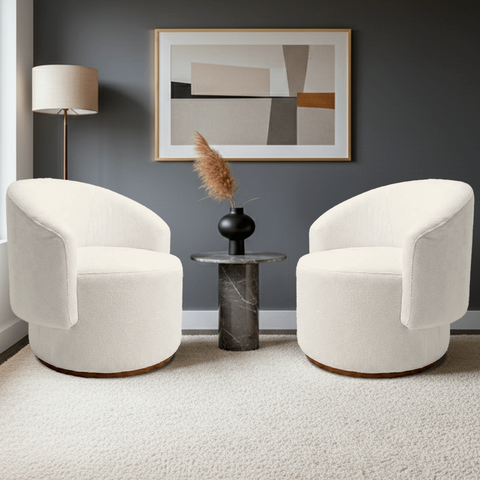 Kit 02 Poltrona Decorativa Orgânica Espanha para Sala Bouclê:bege Claro
