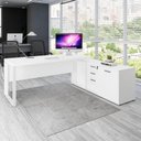 Ver imagem 1 de Mesa Dinâmica 1,70m C/ Armário e Cx de Tomadas Pés Metal F5