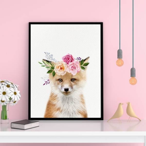 Quadro Decorativo Raposinha Coroa de Flores - 2
