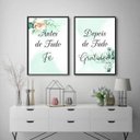 Ver imagem 2 de Kit 2 Quadros Fé e Gratidão - Floral Suave