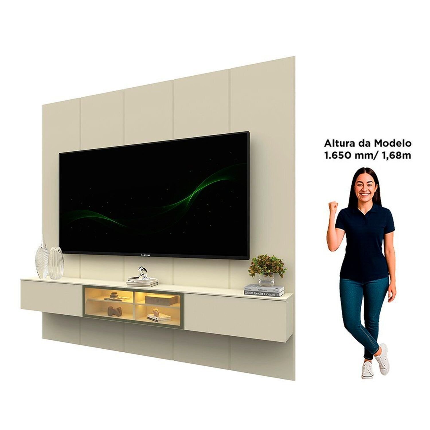 Estante para TV e Home Theater até 84 Polegadas com LED 100% MDF
