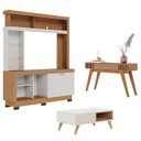 Ver imagem 1 de Estante Home Theater Valença Freijó Off White com Mesa de Centro Jeri Off White Freijó e Aparador Ri