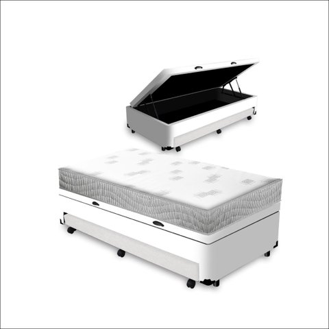 Box Baú e Aux + Colchão de Espuma Ortobom - Light Liso 88cm