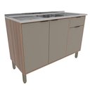 Ver imagem 5 de Gabinete Pia Balcão Cozinha 1 Gaveta 3 Portas Prateleira Organizador sem Tampo Marrom Madeira