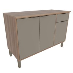 Gabinete Pia Balcão Cozinha 1 Gaveta 3 Portas Prateleira Organizador sem Tampo Marrom Madeira - 2