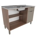 Ver imagem 4 de Gabinete Pia Balcão Cozinha 1 Gaveta 3 Portas Prateleira Organizador sem Tampo Marrom Madeira