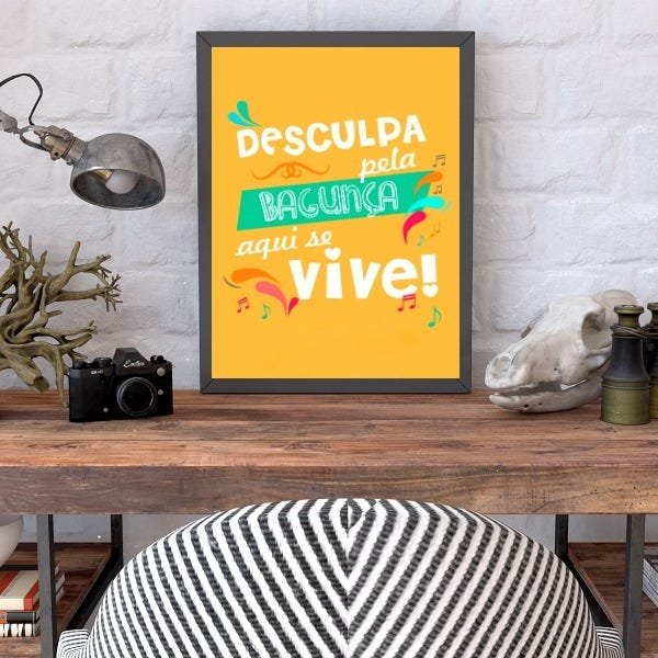 Quadro Bagunça Fundo Amarelo - 2