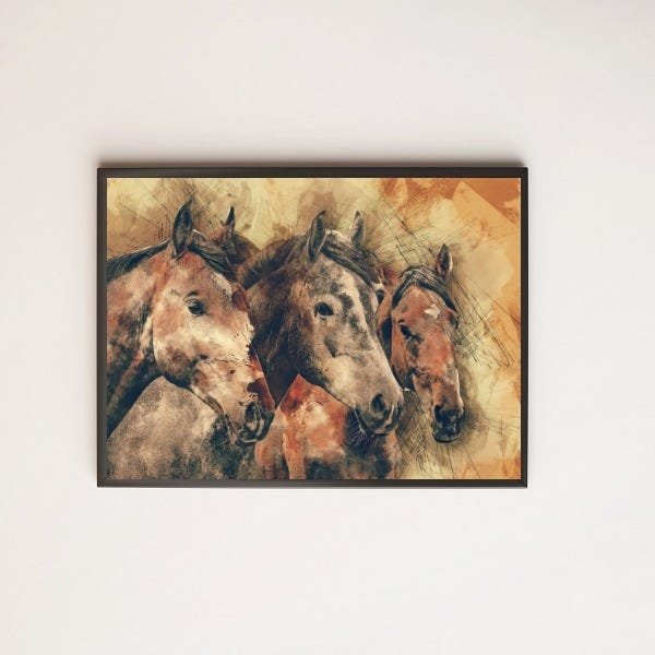 Quadro Decorativo Cavalos Artísticos - 1