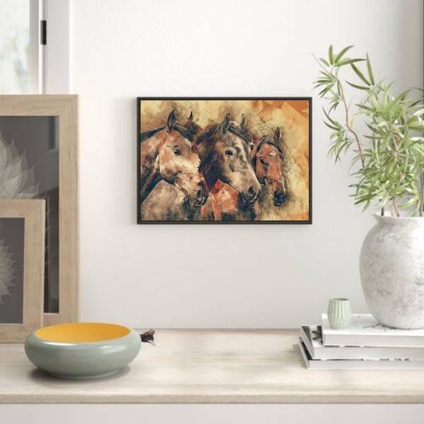 Quadro Decorativo Cavalos Artísticos - 2
