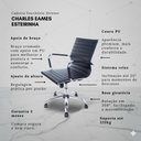 Ver imagem 2 de Cadeira Giratória Alta Diretor Charles Eames Esteirinha Couro PU Preta 11D