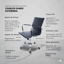 Ver imagem 2 de Cadeira Giratória Alta Diretor Charles Eames Esteirinha Couro Pu Preta 11p