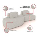 Ver imagem 3 de Sofá 2 Lugares Orgânico com Chaise e 1 Módulo Central Berlim Bouclê Cinza Claro K01 - D’Rossi