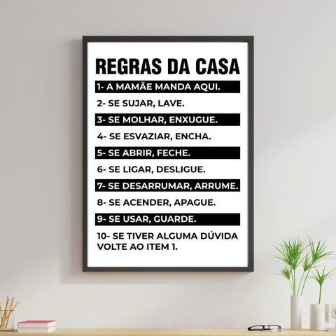 Quadro Decorativo Regras da Casa
