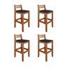 Kit 4 Banquetas em Madeira Maciça Ibiza Ilha 78 Cm - Malbec Assento Preto - 1