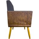 Ver imagem 4 de Kit 12 Poltronas Decorativas Lis Corino e Linho Cores Pé Palito 30 Cm Castanho
