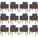 Ver imagem 1 de Kit 12 Poltronas Decorativas Lis Corino e Linho Cores Pé Palito 30 Cm Castanho