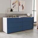 Ver imagem 1 de Cômoda Porto com 6 Gavetas 150x63cm Branco/Azul 240821