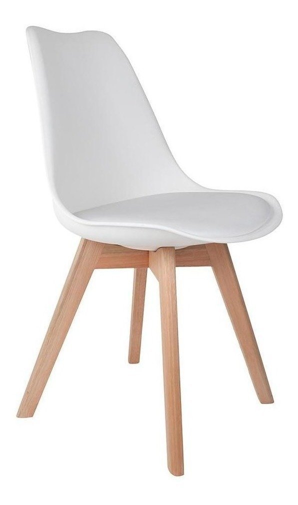 Kit 4 Cadeiras Saarinen Pé Wood com Estofamento Madeira Maciça Fendi Nude - 3