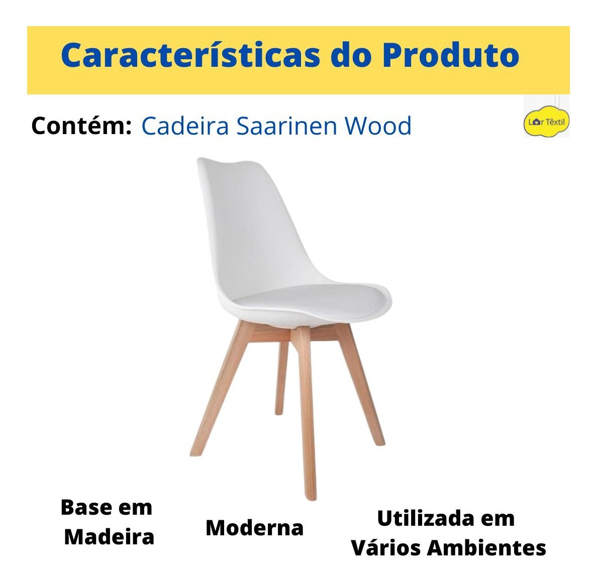 Kit 4 Cadeiras Saarinen Pé Wood com Estofamento Madeira Maciça Fendi Nude - 7
