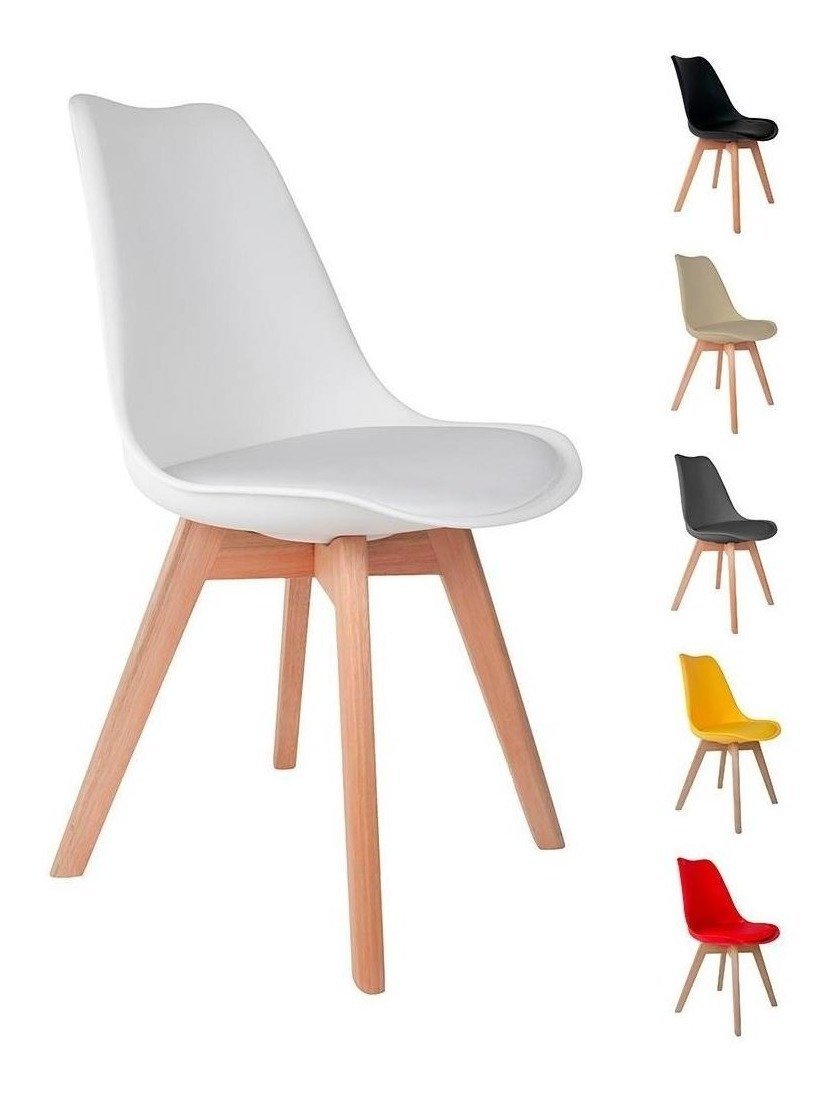 Kit 4 Cadeiras Saarinen Pé Wood com Estofamento Madeira Maciça Fendi Nude - 6