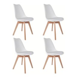 Kit 4 Cadeiras Saarinen Leda Pé Wood com Estofamento Madeira Maciça - 1