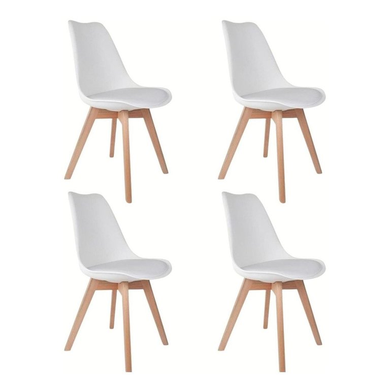 Kit 4 Cadeiras Saarinen Leda Pé Wood com Estofamento Madeira Maciça