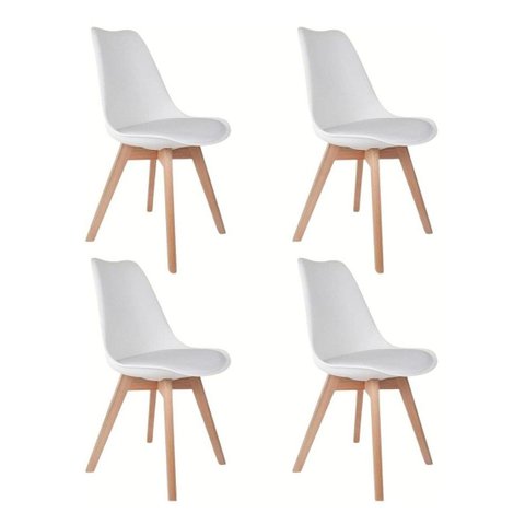 Kit 4 Cadeiras Saarinen Leda Polipropileno Base Wood Madeira Maciça