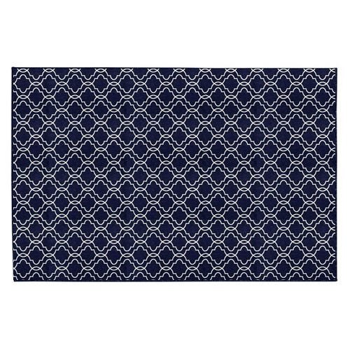 Tapete Sala e Quarto Estampa Casablanca Moderno Premium 1,35 M x 1,00 M Antiderrapante Azul Cotex - 1