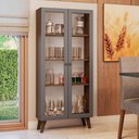 Ver imagem 1 de Cristaleira 70 Cm 2 Portas de Vidro com Pés Trapézio Rustic-cinza-rustic Vik Madesa