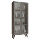 Ver imagem 2 de Cristaleira 70 Cm 2 Portas de Vidro com Pés Trapézio Rustic-cinza-rustic Vik Madesa