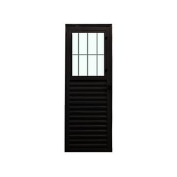 Porta Social Preto Esquerda 210x80 Linha 25 Esmeralda Vidro Liso - 1