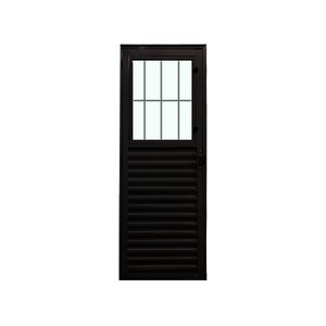 Porta Social Preto Esquerda 210x80 Linha 25 Esmeralda Vidro Liso
