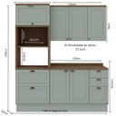 Ver imagem 3 de Cozinha Modulada 100% MDF 3 Peças com Torre Quente e Tampo Iluminata Verde/Mint/Ébano Fosco