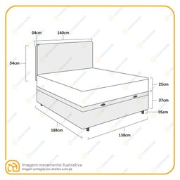 Cama Box Baú Casal + Cabeceira Cassis e Colchão Ortobom Airtech Springpocket Casal 138cm - 5