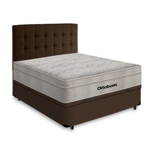 Cama Box Baú Casal + Cabeceira Cassis e Colchão Ortobom Airtech Springpocket 138cm