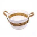 Ver imagem 3 de Cesto de Fibra Natural Seagrass Listrado Branco 19x26x26 cm - D’Rossi