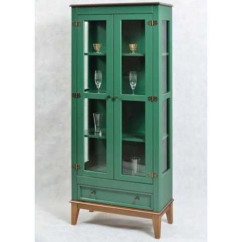 Cristaleira Bia 2 Portas e 1 Gaveta Cor Verde 73cm - 66585