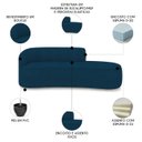 Ver imagem 3 de Sofá 4 Lugares para Sala 220cm Orgânico Wendi Boucle Azul I01 - Mpozenato
